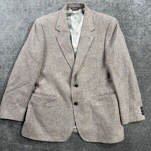 Hardwick Clothes Mens Grey Wool Tweed Windowpane Blazer Sport Coat Made in USA